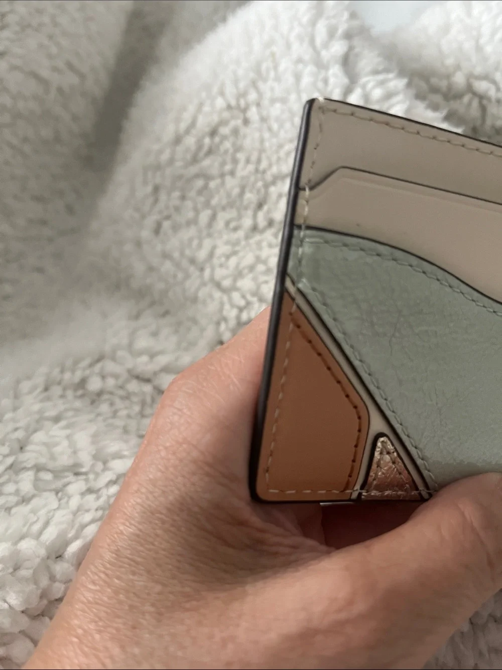 Tory Burch Cream, Mint & Metallic Leather Card Holder